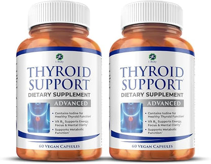 1 Body Thyroid Support Supplement, 90-Day Supply, 2 Pack with B12, Iodine, Zinc, Selenium, Ashwagandha, Non-GMO Vegetarian Formula (60 Count (Pack of 2))