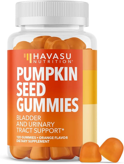 Pumpkin Seed Oil Gummies for Bladder and Urinary Tract Support - 200mg Pumpkin Seed Extract Per Serving - Vegan, Non-GMO, Gluten-Free - Sugar Free Pumpkin Seed Gummies - Orange Flavor, 60 Servings