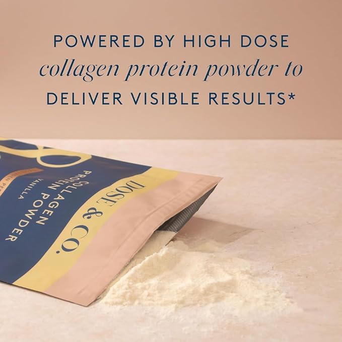 DOSE & CO. Collagen Protein Powder, Vanilla, 14.8 Oz | Hydrolyzed Type I & III Bovine Collagen with 20g Protein per Serving - Supports Muscle Recovery, Hair, Skin & Nails | Non-GMO & Gluten Free