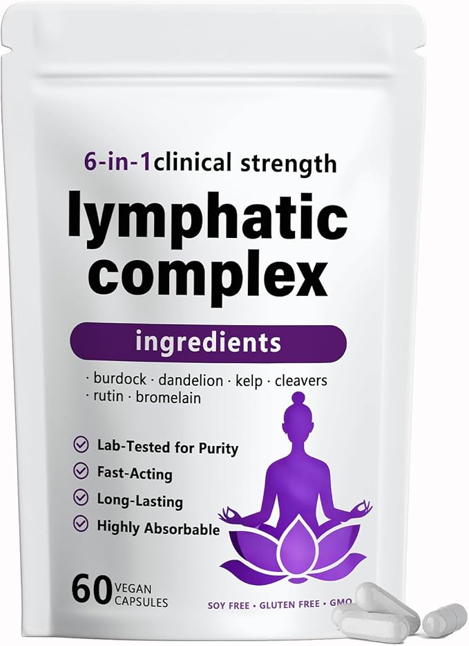 RESONA 6-in-1 Lymphatic Complex Capsules – Lymphatic Drainage Supplements, Balancing cortisol & Skin Vitality – Herbal Blend – 60 Capsules (1pc)