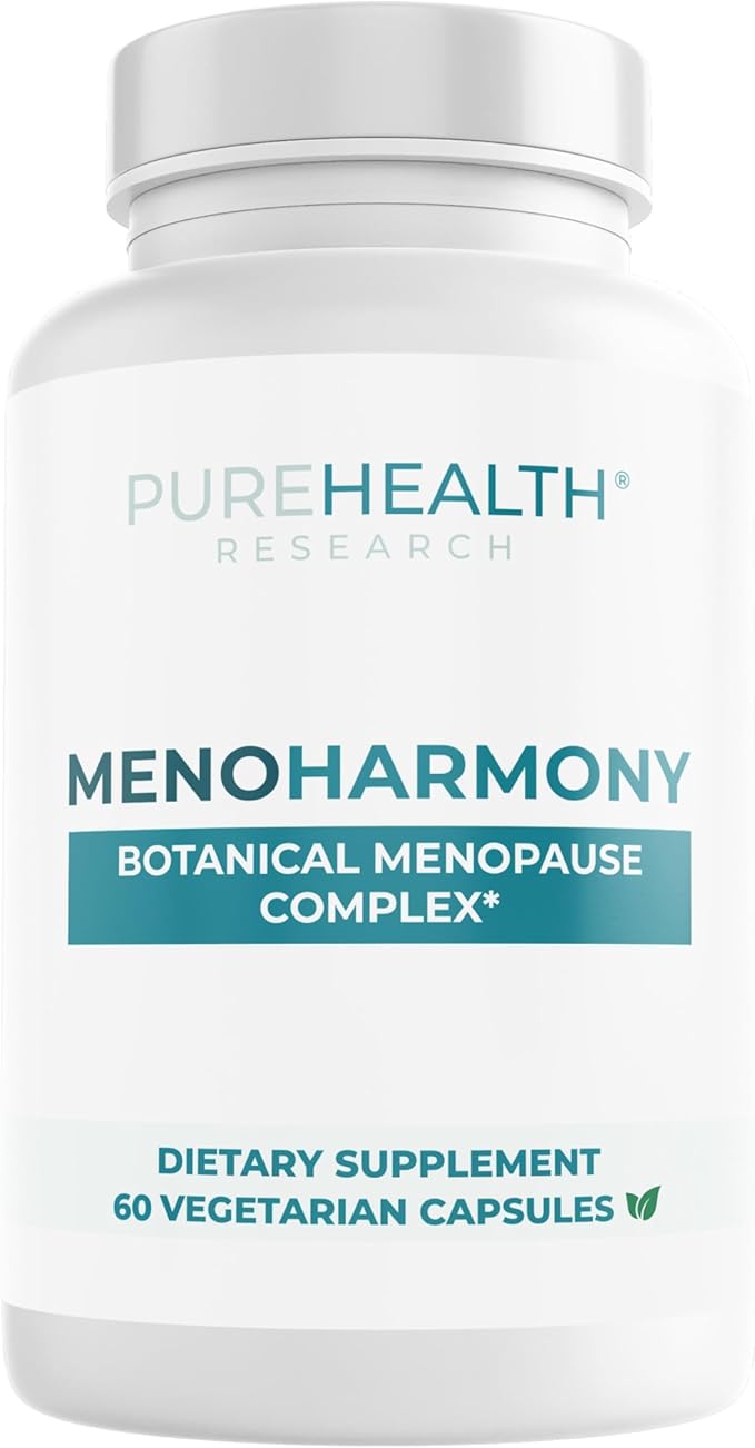 PUREHEALTH Research MenoHarmony - Herbal Menopause Supplement for Women - Female Hormone Balance for Hot Flashes & Night Sweats - with Passion Flower, Red Clover, Hops, Sage & More - 60 Capsules