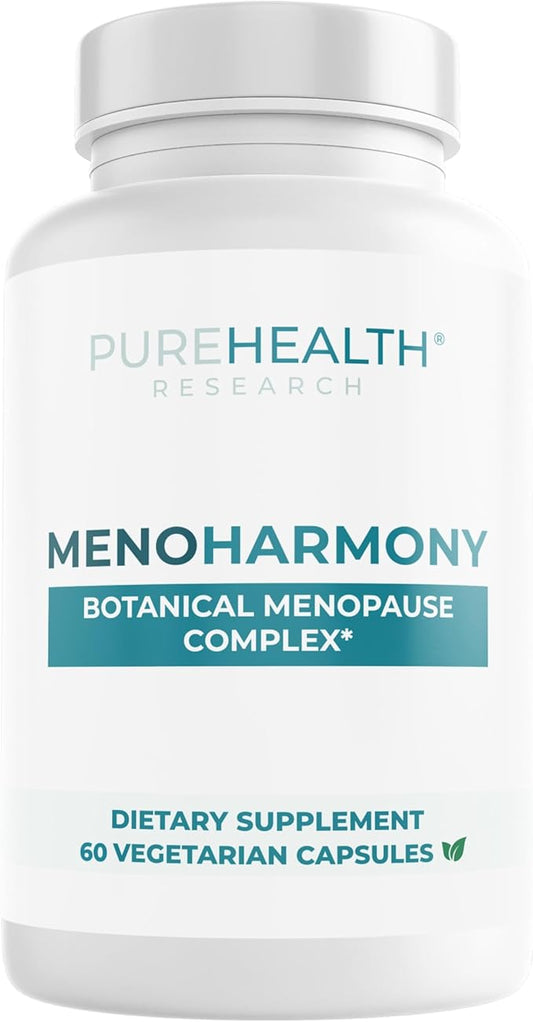 PUREHEALTH Research MenoHarmony - Herbal Menopause Supplement for Women - Female Hormone Balance for Hot Flashes & Night Sweats - with Passion Flower, Red Clover, Hops, Sage & More - 60 Capsules