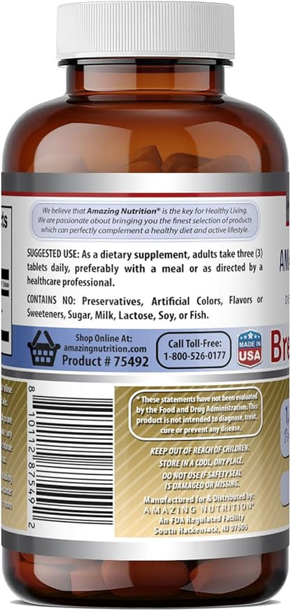 Amazing Formulas Brewers Yeast | 1500 Mg Per Serving | Tablets Supplement | Non-GMO | Gluten Free | Made in USA (1 Pack | 120 Count)
