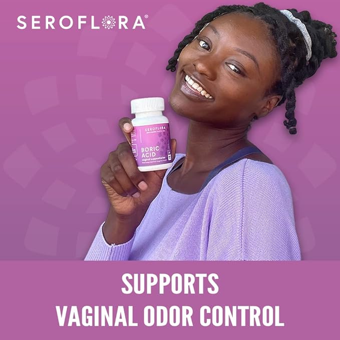 Seroflora Boric Acid Vaginal Suppositories 600mg – 30 Count with 7 Applicators for Odor Control & pH Balance Feminine Hygiene Support, Natural Intimate Care, Made in USA