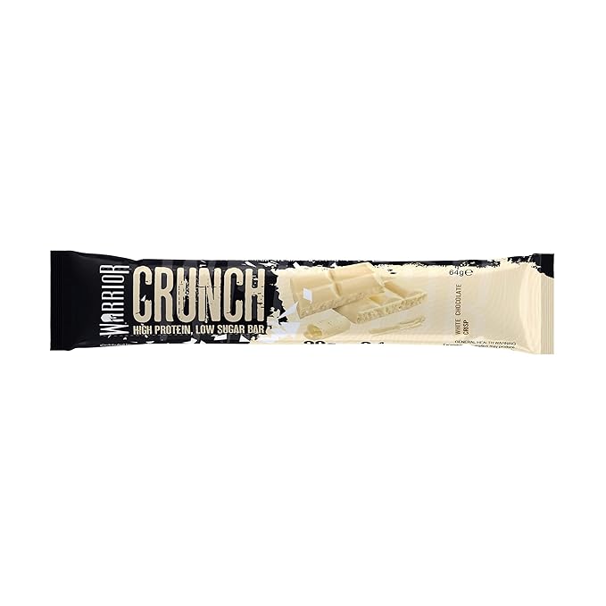 Warrior Crunch High Protein Low Carb White Chocolate Crisp Bar, 64 g, Pack of 12