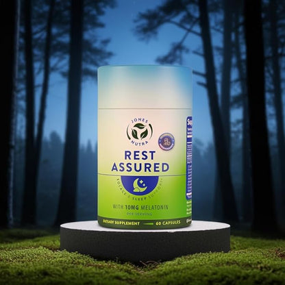Rest Assured, Nighttime Sleep Support Supplement with Melatonin, Magnesium, Chamomile, Passion Flower, St John's Wort, Ashwaganda, L-Theanine, L-Taurine, Eco-Friendly Packaging, 30 day supply