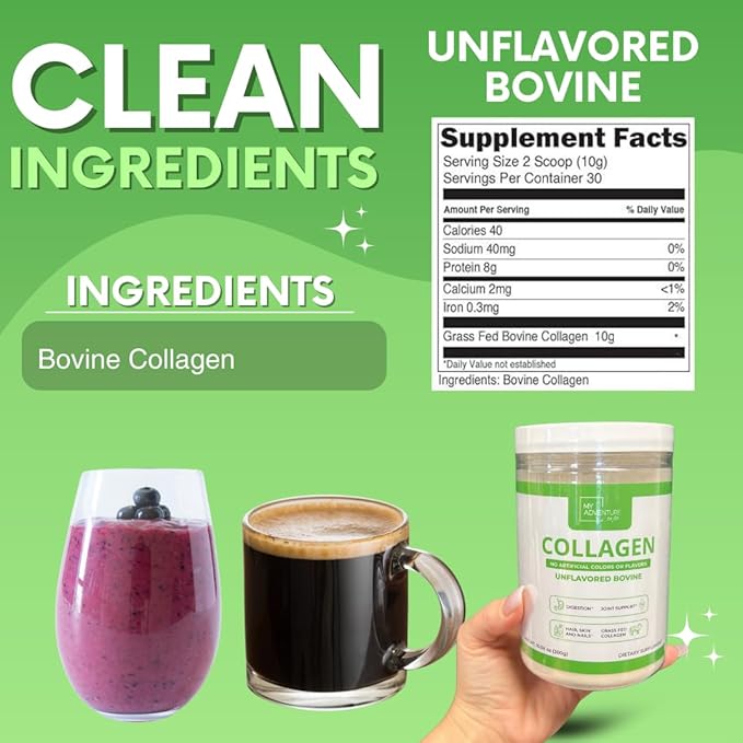 My Adventure to Fit Hydrolyzed Collagen for Women - Grass Fed Collagen Powder for Muscle Growth & Collagen Protein Powder - Keto Collagen Powder for Joints & Gut Health - Unflavored Bovine 300g