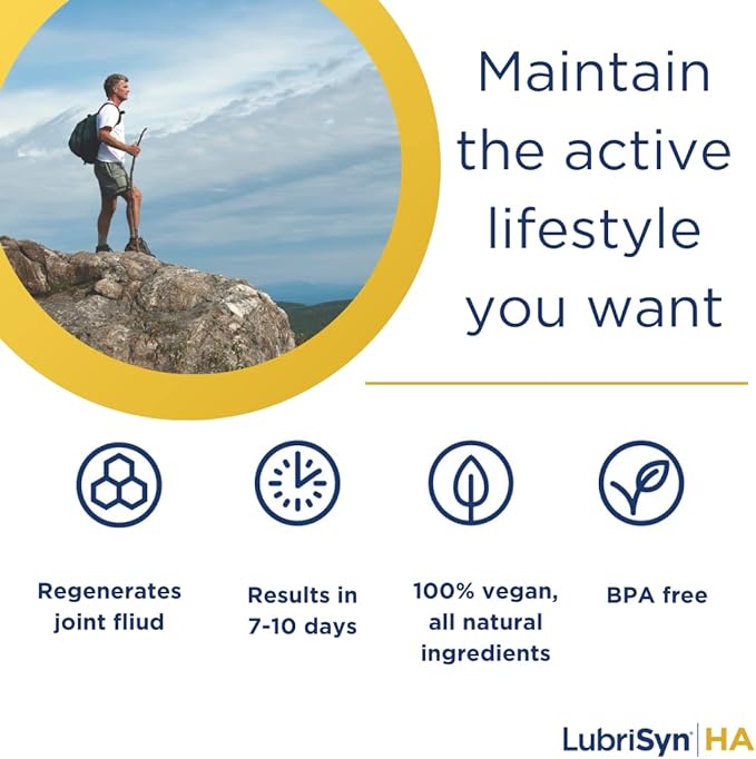 Lubrisyn Hyaluronic Acid Oral Joint Supplement with MSM – Liquid HA Formula for Humans – Promotes Joint Support, Mobility, Flexibility, Hydration & Healthy Function for Men & Women – 3 x 11.5oz
