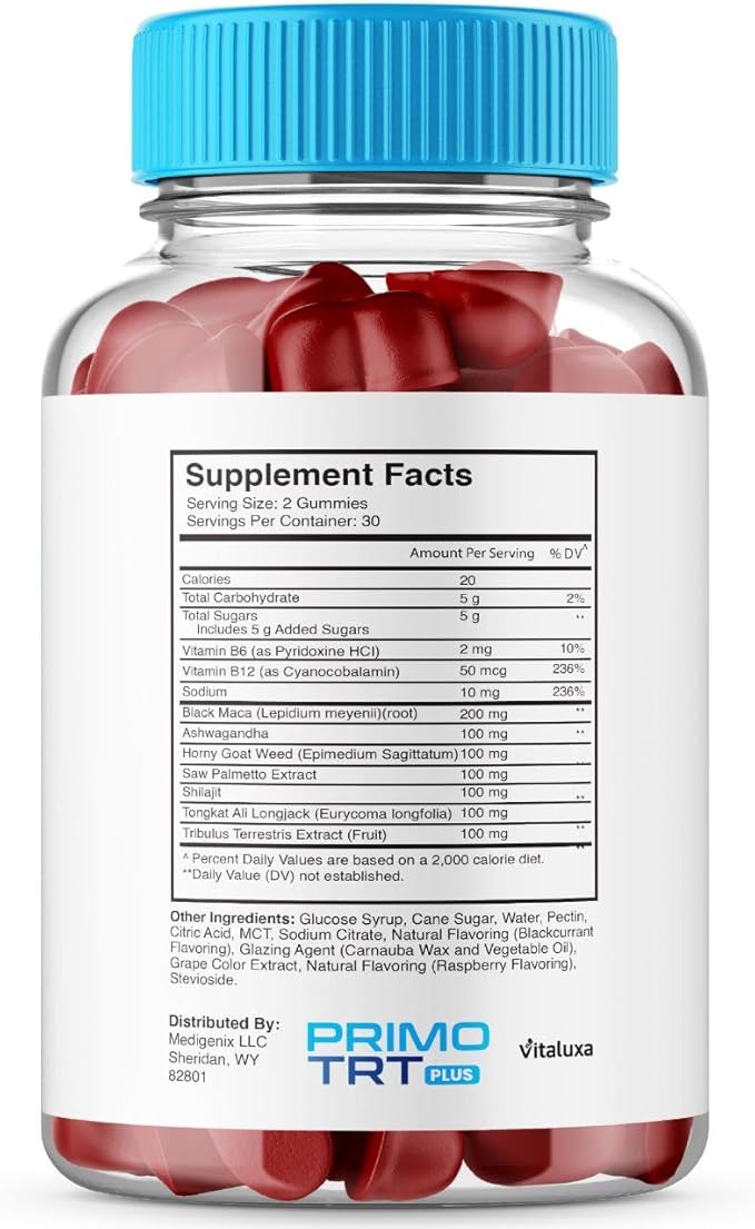 (2 Pack) Primo TRT Gummies, Primo TRT Advanced Performance Blend Supplement, PrimoTRT Try Prime Gomitas Maximum Strength for Males Support for Overall Health Wellness All Natural Ingredients (120 Ct)