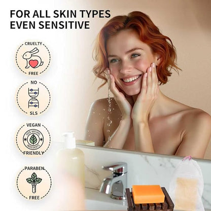 Kojic Acid Soap for Dark Spot Remover Bars with Turmeric, Vitamin C, Retinol, Collagen with Hyaluronic Acid, Vitamin E, Shea Butter, Castile Olive Oil - 3.52 OZ x 2 Bars with Bag