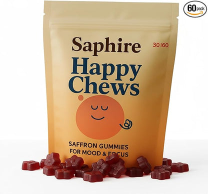 Saffron Gummies for Kids | Supports Mood, Calm & Focus | Saffron Extract, Passionflower, St. John’s Wort & GABA | Sugar-Free, Gluten-Free, Vegan, Non-GMO (60 Gummies)