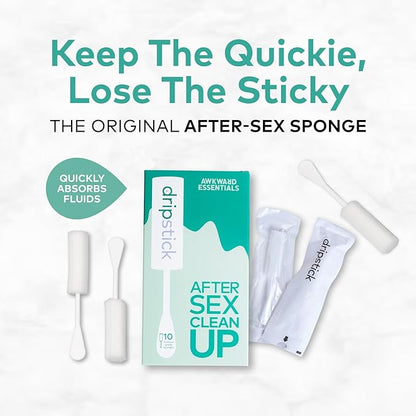 Dripstick Absorbing Sponge For Women - Awkward Essentials Dripstick 10 Pack of Sterile Post Coitus Sponges for Feminine Care and Hygiene