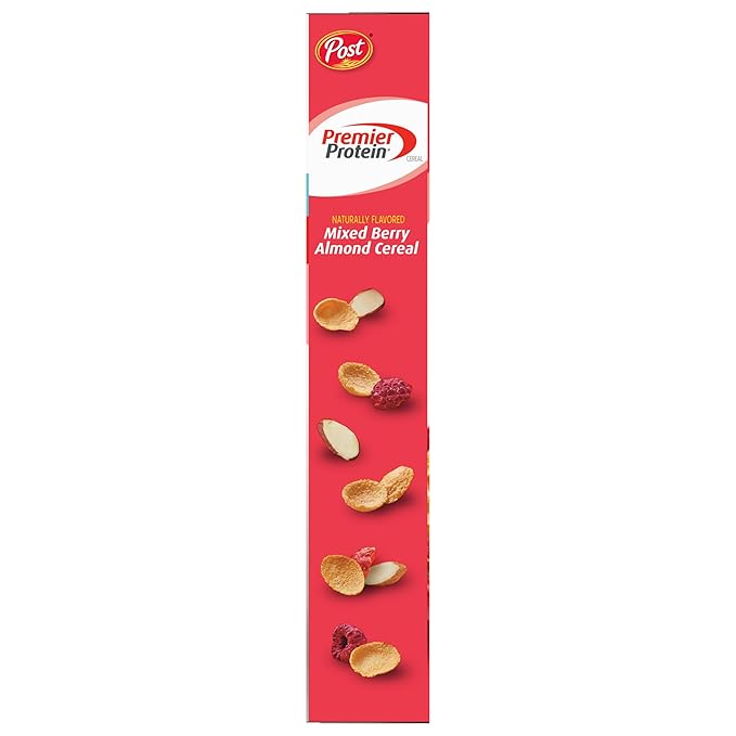 Premier Protein Mixed Berry Almond Cereal, Protein Cereal Flakes Mixed with Dried Berries and Sliced Almonds, Contains 20g of Protein Per Serving, 9 OZ Box (Pack of 2)