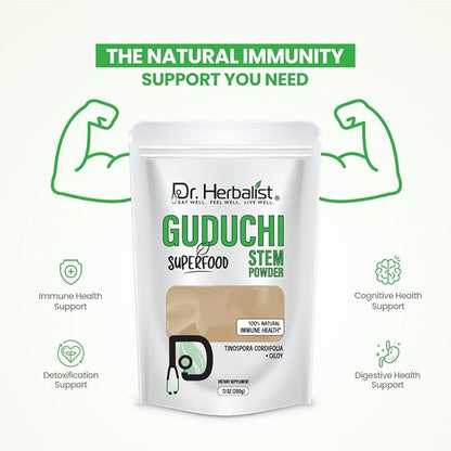 Dr. HERBALIST Guduchi Stem Powder (200g) - All Natural Botanical Ingredient - Ground Tinospora Cordifolia for Traditional Recipes