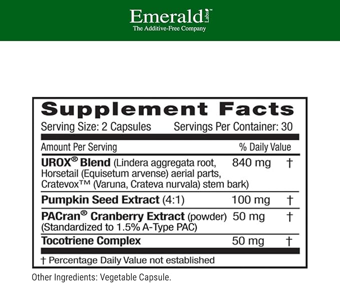 EMERALD LABS Bladder Health - Cranberry Extract Supplement with Pumpkin Seed Extract & Horsetail - Offers Urinary Tract Support* - 60 Vegetable Capsules (30-Day Supply)