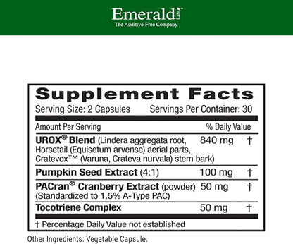EMERALD LABS Bladder Health - Cranberry Extract Supplement with Pumpkin Seed Extract & Horsetail - Offers Urinary Tract Support* - 60 Vegetable Capsules (30-Day Supply)
