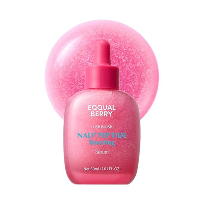 EQQUALBERRY NAD+ Peptide Boosting Serum – Niacinamide 2% + 14 Peptides + Vegan Collagen Anti-Aging Korean Skincare Face & Neck & Body Serum | Firming & Lifting Pink Serum (1.01oz / 30ml)