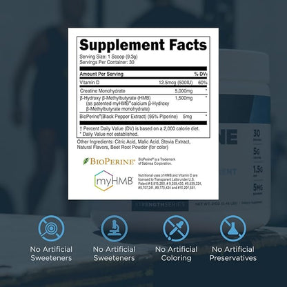 Transparent Labs Creatine HMB - Creatine Monohydrate Powder with HMB for Muscle Growth, Increased Strength, Enhanced Energy Output, and Improved Athletic Performance - 30 Servings, Watermelon