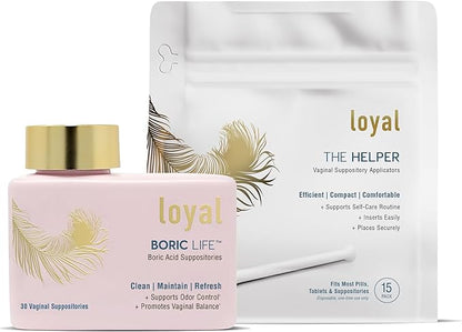 Loyal Boric Life Suppositories 600mg Bundle with Applicator, 30 Suppositories & 15 Applicators