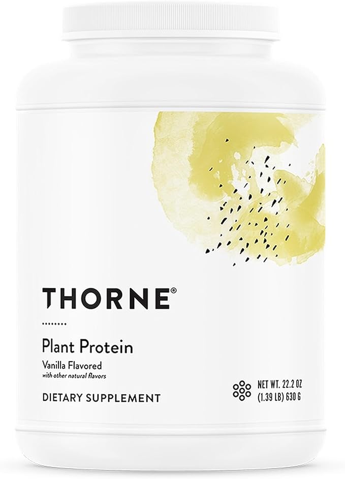 THORNE - Plant Protein - 22 Grams of Vegan Protein Powder - Pea, Rice & Chia Seed Protein with Complete Amino Acid Profile - NSF Certified for Sport - Vanilla - Gluten-Free - About 20 Servings