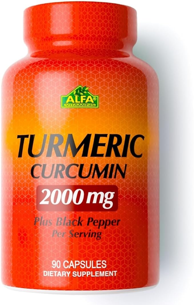 ALFA VITAMINS Curcumin Turmeric with Black Pepper, Dietary Supplement That Supports Joint Health & Cardiovascular Wellness, Enhanced Formula with Piper Nigrum for Improved Absorption, 90 Capsules