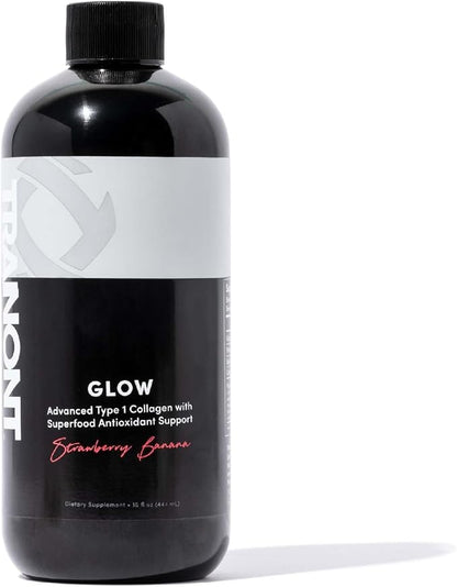 Tranont Glow Liquid Collagen for Women | Multi Collagen Peptides with Hyaluronic Acid & Biotin | Hair, Skin & Nail Support | Hydrolyzed Collagen Shot | Strawberry Banana | 15 fl oz