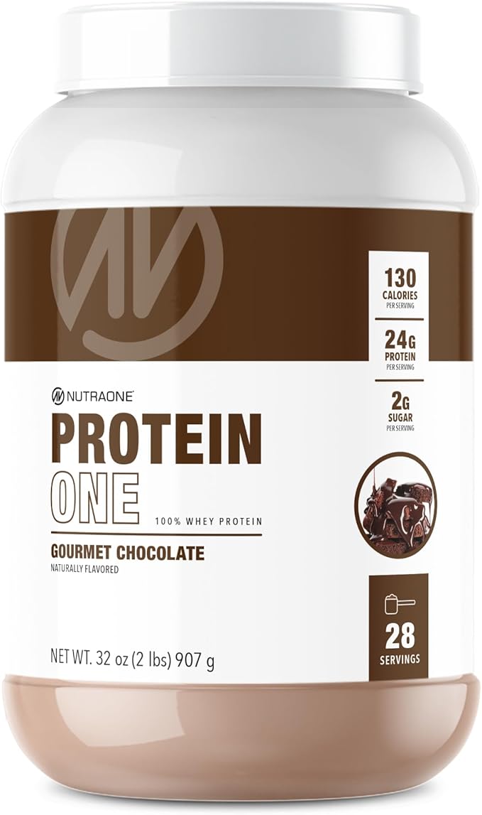 NutraOne ProteinOne Whey Protein Promote Recovery and Build Muscle with a Protein Shake Powder for Men & Women (Gourmet Chocolate, 2 LB)