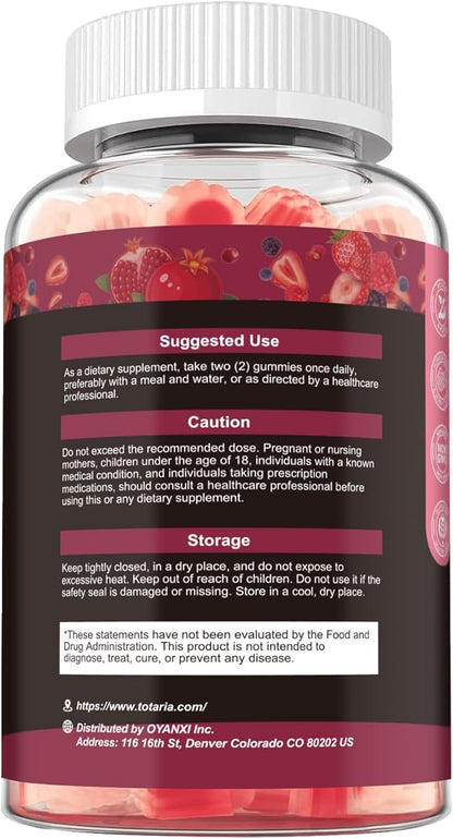 Totaria Beet Root Gummies - Beetroot Supplement with Grape Seed, Pomegranate, Vitamin C, B12 & B3 - Nitric Oxide Gummies for Heart, Energy, Muscle & Circulation Support Vegan, Non-GMO, Sugar Free
