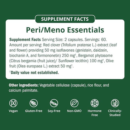 Semaine Peri/Meno Essentials - 60 Count Vegan Capsules - Clinically Studied to Ease Hot Flashes, Support Mood, Restore Hormone Balance - Non-GMO, Hormone-Free, Soy-Free