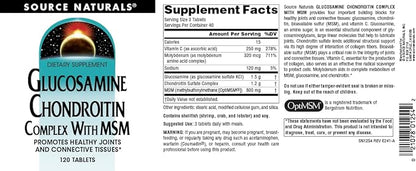 Source Naturals Glucosamine Chondroitin Complex with Msm - 120 Tablets
