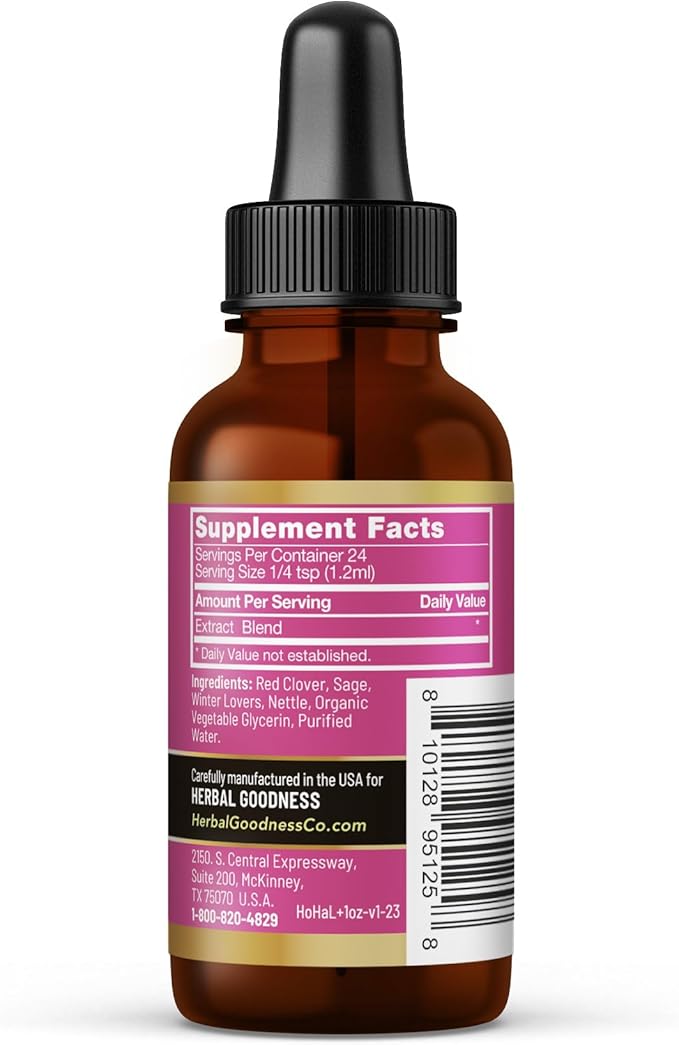 Herbal Goodness Hormone Harmony 1oz – Organic Hormone Balance Supplement for Women, Enriched with Probiotics, Menopause Relief, Fertility Support, PMS & Lactation Aid