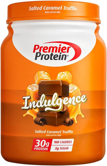 Premier Protein Powder Indulgence, Salted Caramel Truffle, 30g Protein, 160 Calories, 2g Sugar, Gluten Free (17 Servings)