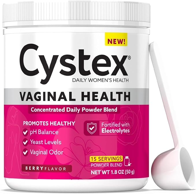 Cystex Vaginal Health Powder - Daily Electrolyte-Enhanced Support for pH Balance, Yeast, & Odor - Hydrating Berry Flavor - 15 Servings