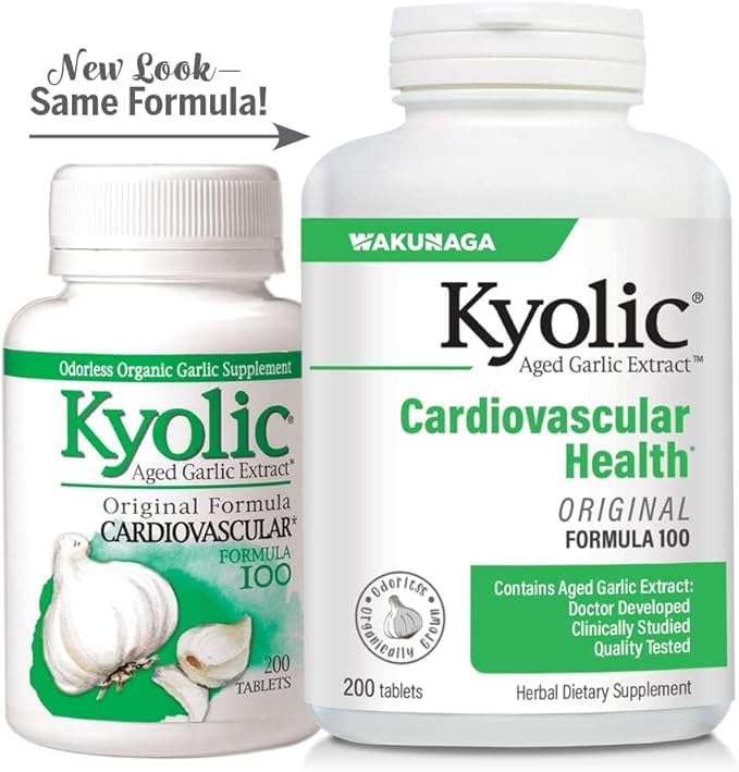 Kyolic Aged Garlic Extract Formula 100, Cardiovascular Health*, 200 Tablets.