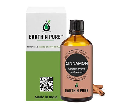 Earth N Pure Cinnamon Essential Oil for Home Fragrance | Best for Aromatherapy | Helps in Meditation | Used in Diffusers, Candles, Air Fresheners, Soaps 100 ML