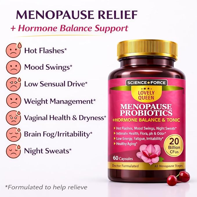 Lovely Menopause Supplement + Hormone Balance + Weight Management, Hot Flashes, Mood Swings, Vaginal Health & Dryness | Black Cohosh, Dong Quai, Ashwagandha + Probiotics, Woman Supplement, 60 ct