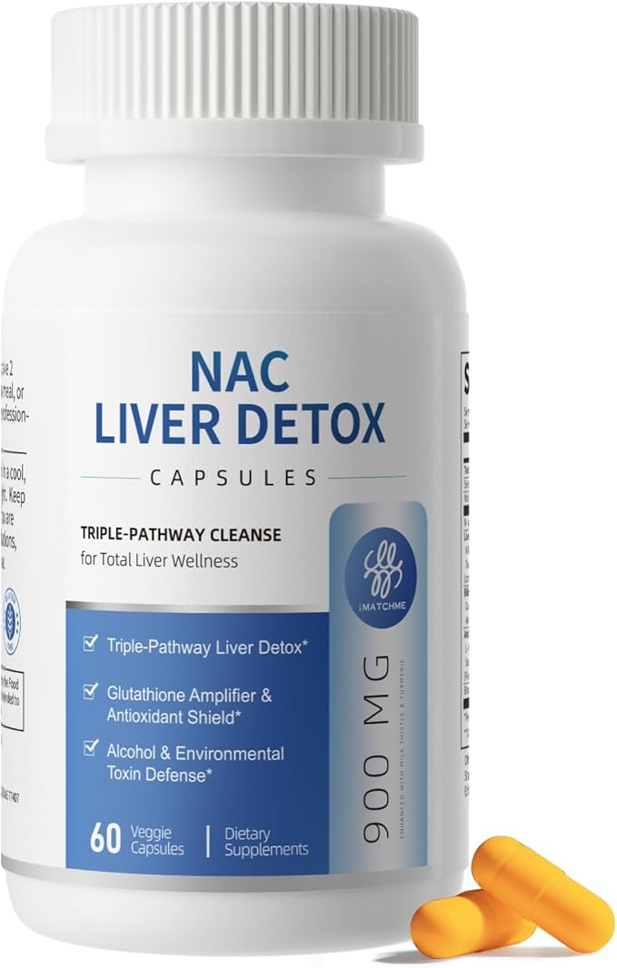 NAC Supplement 900 mg – Liver Cleanse Detox & Repair, Antioxidant & Cellular Health, Alcohol Defense Support – N-Acetyl Cysteine Capsules with Milk Thistle, Turmeric, Dandelion & Artichoke – 60 Count