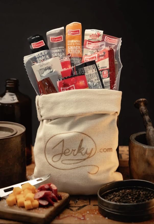 Jerky.com XXL Beef Jerky & Meat Sticks Variety Pack | 52 Piece Gift Basket with Beef Sticks, Pork, Turkey, Ham & Cheese | Over 2 lbs of High Protein Meat Snacks Jerky Gifts | Easter Gifts for Adults