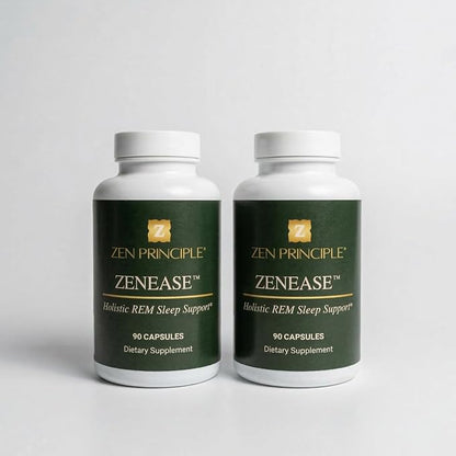 Zen Principle Zenease Sleep Support with Magnesium Glycinate, Ashwagandha KSM-66®, Saffron, L-Theanine & GABA – No Melatonin, Natural Stress Relief & Sleep Aid. 180 Capsules