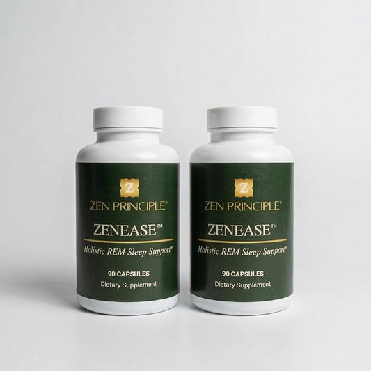 Zen Principle Zenease Sleep Support with Magnesium Glycinate, Ashwagandha KSM-66®, Saffron, L-Theanine & GABA – No Melatonin, Natural Stress Relief & Sleep Aid. 180 Capsules