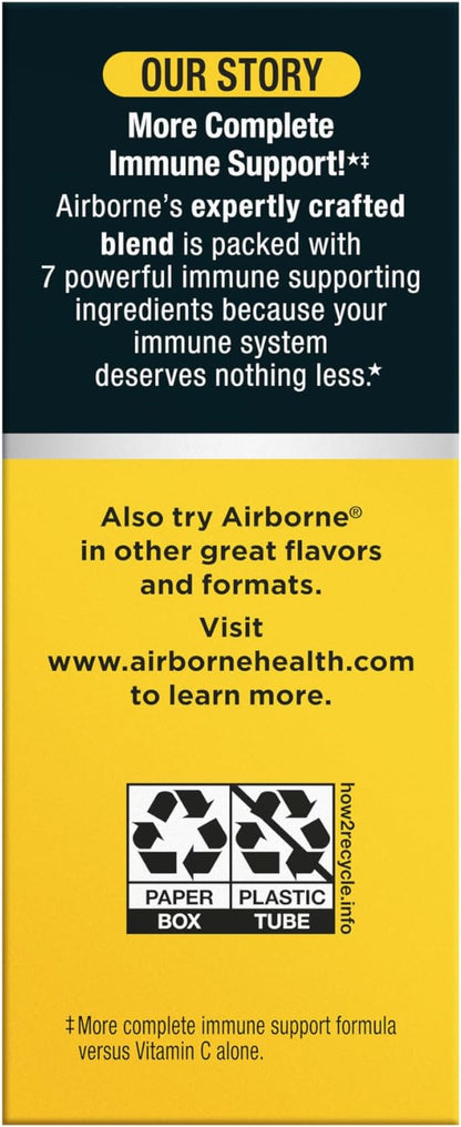 Airborne 1000mg Vitamin C with Vitamin D & Zinc, Sugar Free Multivitamin Immune Support Supplement, Antioxidants Vitamins A C & Vitamin E, 30 Effervescent Tablets, Zesty Orange Flavor