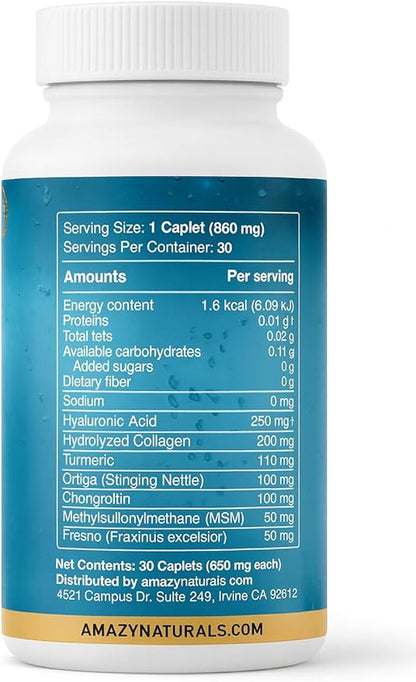 Hyaluronic Acid Ultra, 850mg, 30 Caplets, Premium Joint and Skin Supplement