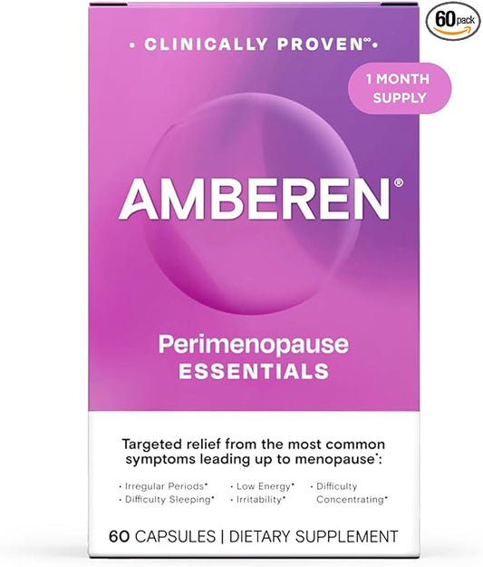 Amberen Perimenopause, Peri-Menopause Multi-Symptom Relief, Vitamin B, Vitamin E & Antioxidants Supplement, Clinically Shown to Help Support Hormone Balance, Hot Flashes & Night Sweats, 60 Count