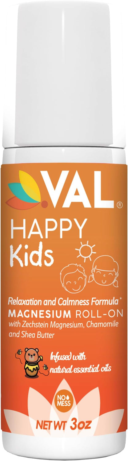 VAL Magnesium Roll-On for Kids | Gentle Zechstein Magnesium Chloride | Relaxation for Daytime & Bedtime | Calm & Mood Support | with Chamomile, Shea Butter & Essential Oils | USA Made | 3oz