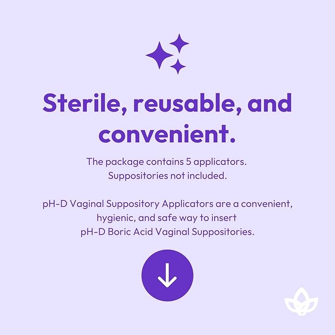 pH-D Feminine Health - Vaginal Suppository Applicators, Ideal for Boric Acid Suppositories, Reusable, Fits Most Vaginal Suppositories, Made in The USA - 5 Count…