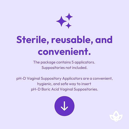 pH-D Feminine Health - Vaginal Suppository Applicators, Ideal for Boric Acid Suppositories, Reusable, Fits Most Vaginal Suppositories, Made in The USA - 5 Count…
