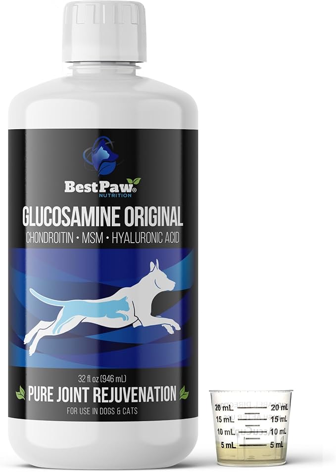 Best Paw Nutrition Glucosamine Chondroitin for Dogs & Cats - Liquid Hip and Joint Supplement with MSM & Hyaluronic Acid - Joint Support for Arthritis, Hip Dysplasia and Pain Relief - 32 oz