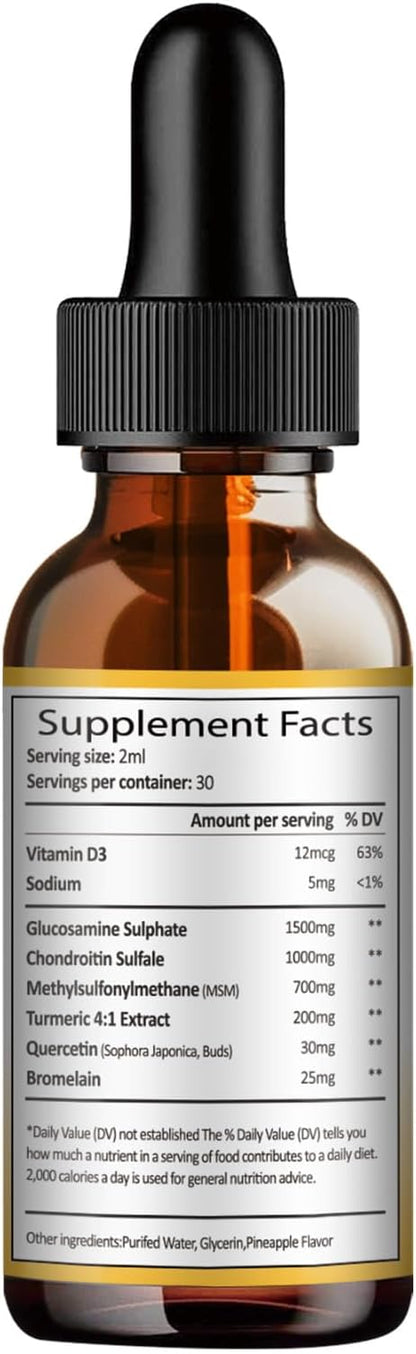 Totaria (2 Packs) Glucosamine Chondroitin MSM Support Joint Health - Chondroitin Sulfate Supplement Turmeric, Quercetin, Bromelain, MSM Oil