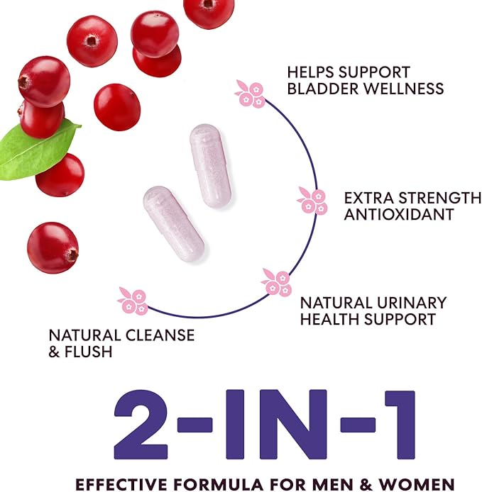 D-Mannose Supplement - 1,300mg Organic D Mannose Per Serving with Organic Cranberry Extract - Fast-Acting, Natural Urinary & Bladder Support for Women & Men – Flush & Cleanse Impurities – 60 Capsules