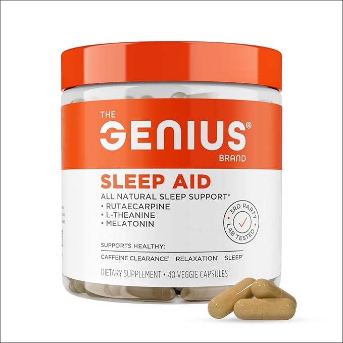 Genius Sleep AID - Smart Sleeping Pills Supplement - Relaxation Enhancer and Mood Support w/Inositol, L-Theanine & Glycine - 40 Capsules